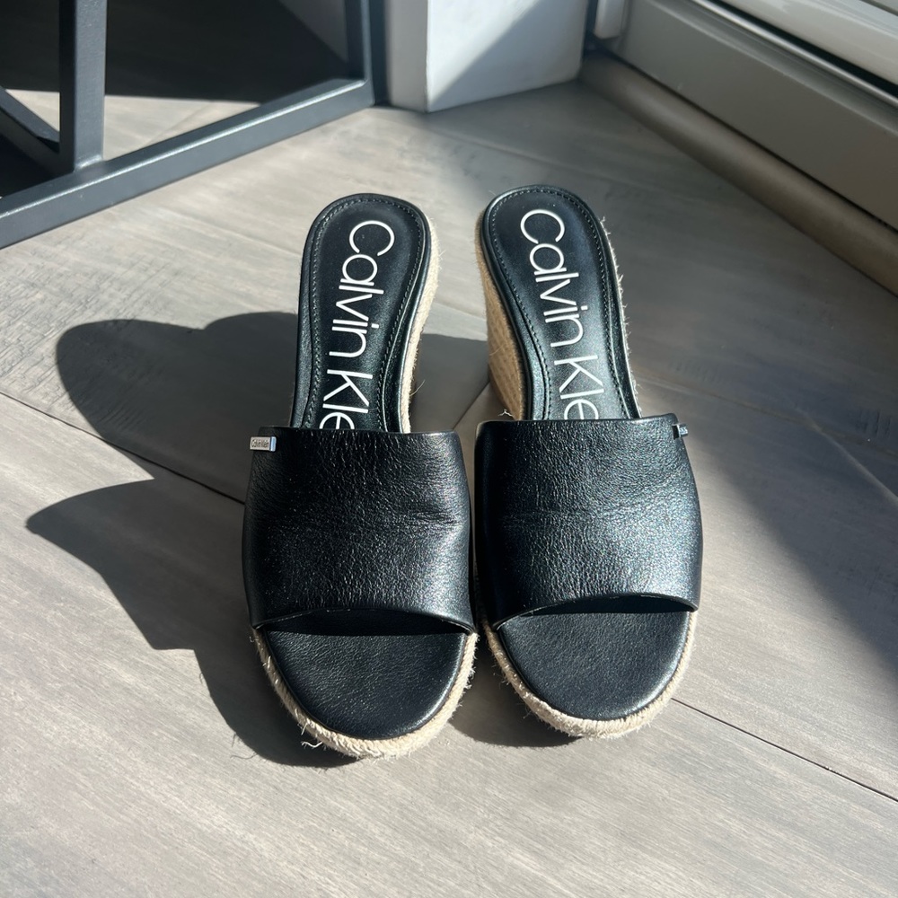 Calvin Klein Leather black Wedges